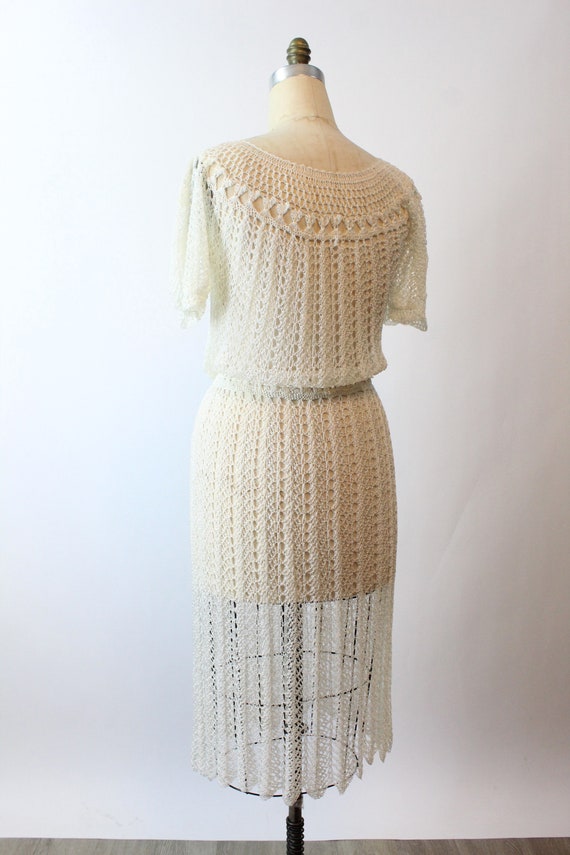 1930s RAYON knit dress PUFF SLEEVES medium large … - image 8