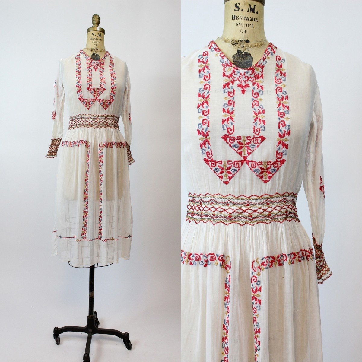 1920s RARE hungarian peasant dress xs vintage embroidered Etsy