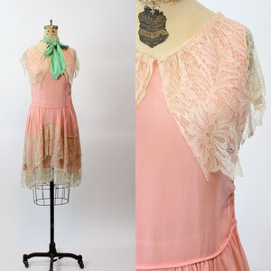 1920s MINT and pink silk LACE dress xs  | new spring summer