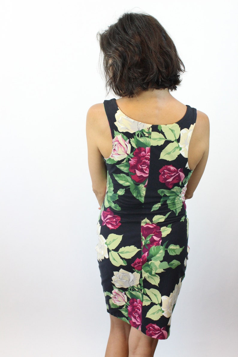 1980s PUNK Betsey Johnson ROSE PRINT dress small new spring summer image 9