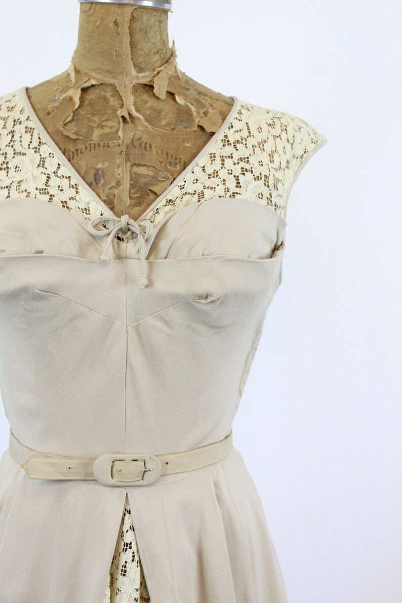1940s LINEN and LACE dress small new spring summer summer image 3