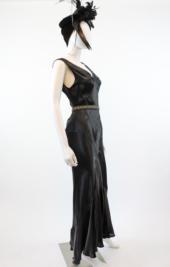1930s liquid silk and rhinestone dress xs | bias … - image 6
