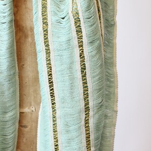 1950s gold and pistachio scarf vintage fringe wrap image 3