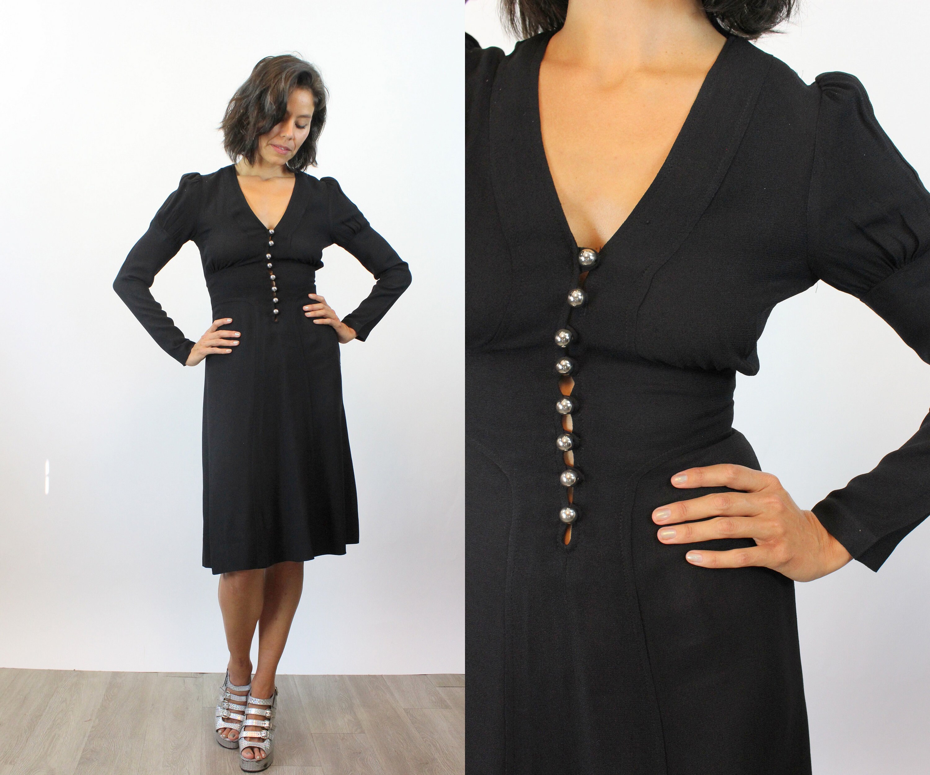 1970S Ossie Clark Moss Crepe Dress Xs | New Fall Winter