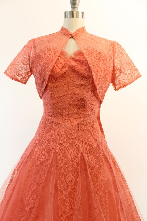1950s cupcake lace dress xs | vintage tulle strap… - image 4