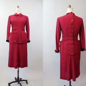 1940s BACK BUTTON top and skirt medium | new fall winter
