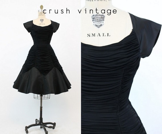 50s Dress Draped Small / 1950s Vintage Dress Full