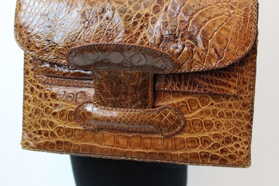 1950s leather handbag | snakeskin clutch purse | … - image 3