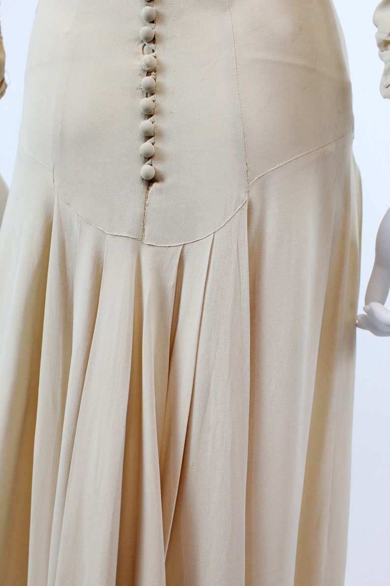 1930s nude rayon dress gown xs small vintage 30s wedding | Etsy