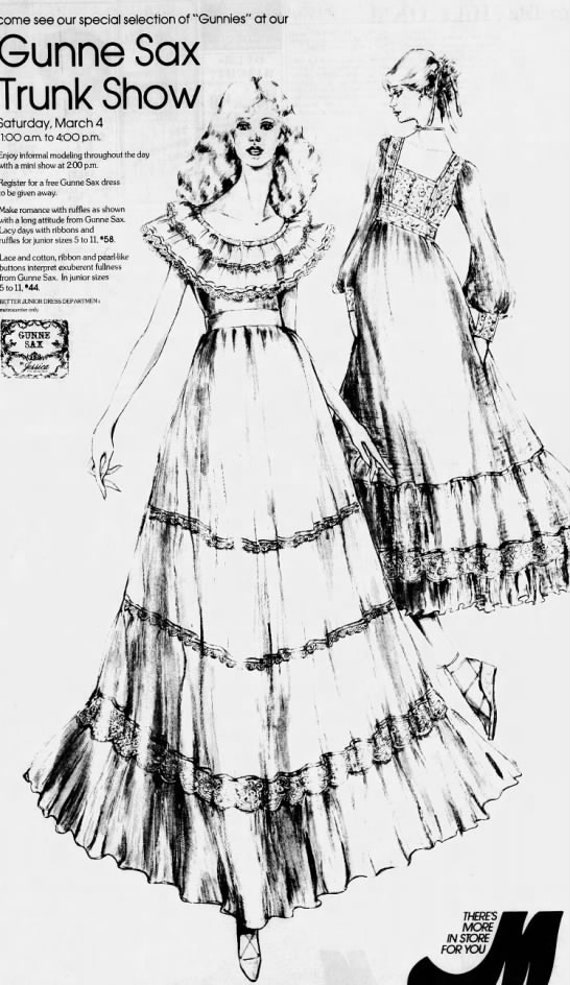 1970s GUNNE SAX cotton FLORAL maxi dress xs | new sp… - Gem