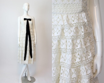 1950s crochet strapless dress xxs | saks fifth avenue dress | new in