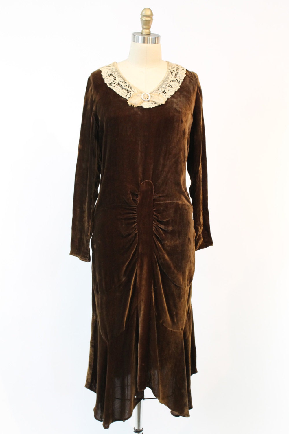 1920s Silk Velvet Dress Small Vintage 1930s Draped Dress - Etsy