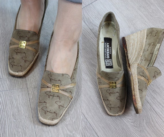 1980s GIVENCHY Logo Suede Wedges Shoes Size 6.5 Us New Spring Etsy