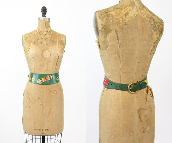 1940s wide leather belt | lifesavers novelty belt