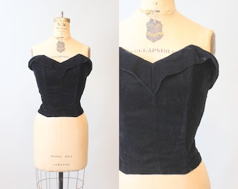 1950s VELVET bustier button back top xs  | new fall