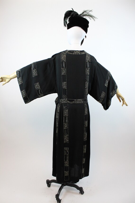 1920s silk beaded kimono sleeve dress small | vin… - image 8