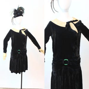 1920er Jahre SEIDESPITZE Samtkleid KLEIN | neuen Herbst Winter