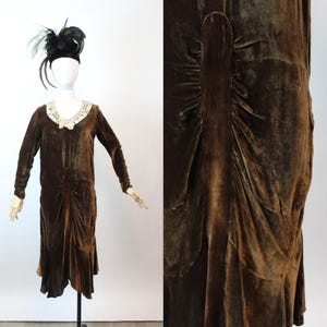 1920er Jahre CHOCOLATE Seidensamtkleid klein | neuen Herbst Winter