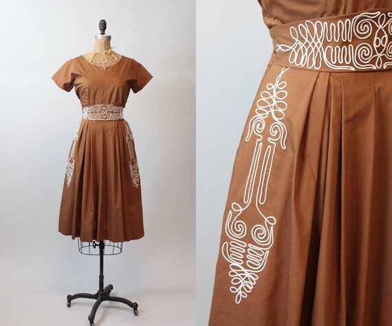 1950s ANN FOSTER soutache dress medium | new spri… - image 1