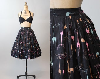 1950s DEER antlers novelty print skirt xs | new spring summer