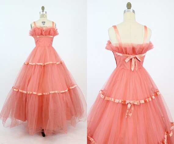 1950s Emma Domb coral tulle dress xs | vintage cup
