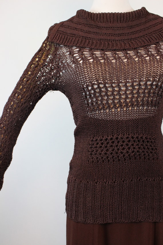 1930s RAYON KNIT spiderweb sweater top small medi… - image 5