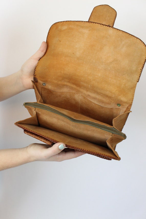 1950s leather handbag | snakeskin clutch purse | … - image 8