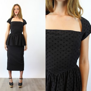 1980s PUNK Betsey Johnson EYELET PEPLUM dress xs | new spring summer