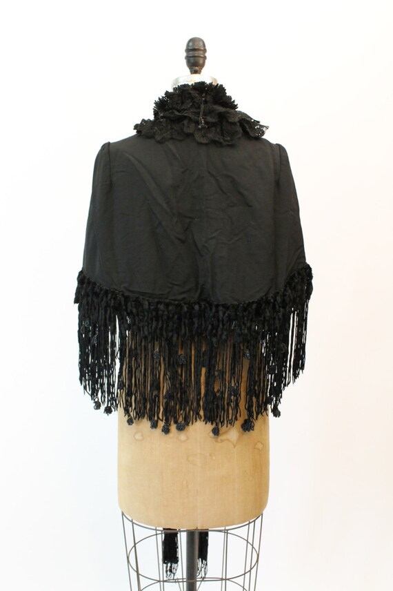 Victorian cape | silk fur fringe | antique Edward… - image 4