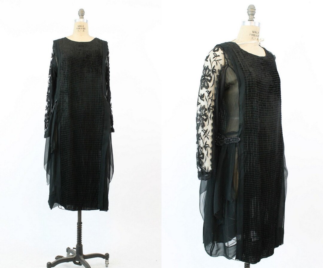 1920s Devore Velvet Dress Medium Large Antique Silk Lace - Etsy