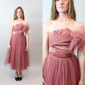 1950s Coral Emma Domb Rose Dress