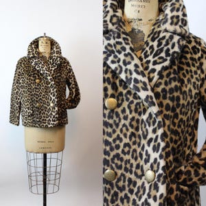 Cappotto in pelliccia sintetica LEOPARD anni &#39;60 taglia XS / nuovo autunno inverno