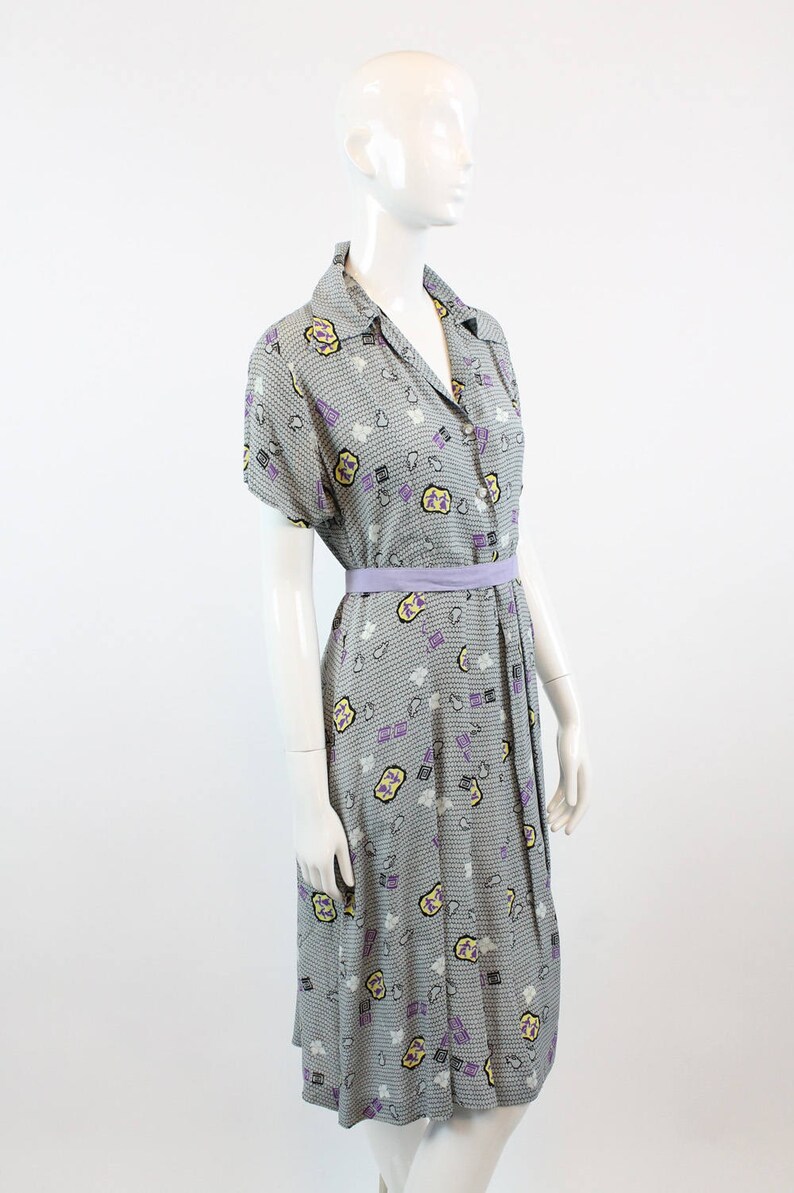 1940s novelty print dress medium vintage figure and jugs print new in image 4