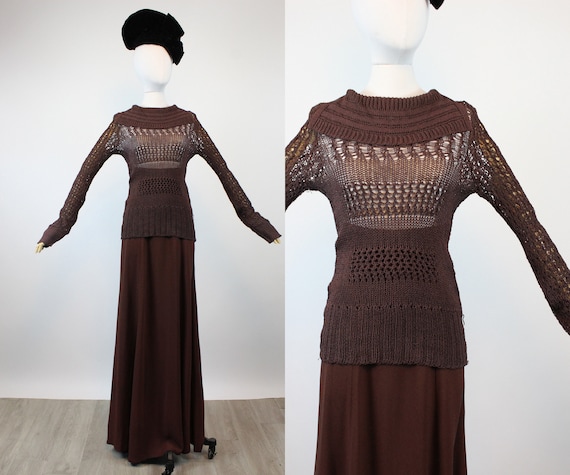 1930s RAYON KNIT spiderweb sweater top small medi… - image 1