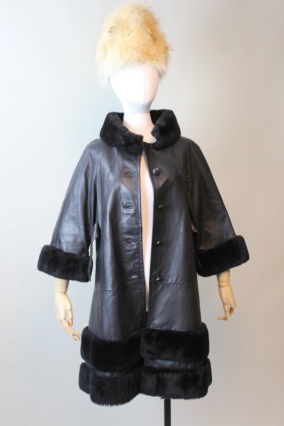 Vintage 1960s Red Leather Fur Coat