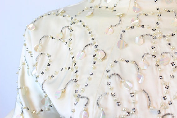 1950s RARE Ceil Chapman rhinestone beaded dress x… - image 5