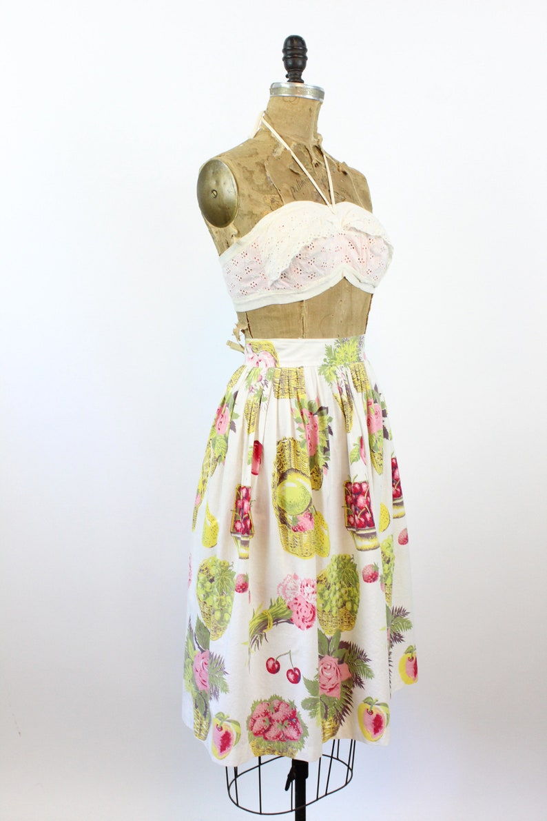 1950s CHERRY pear fruit novelty print skirt xs new spring summer image 7