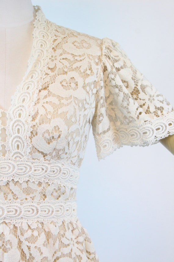 1970s VICTOR COSTA lace wedding dress xs | new sp… - image 3