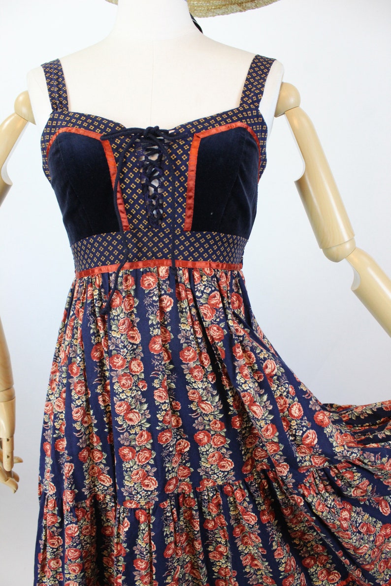 1970s GUNNE SAX Cabbage Rose Corset Maxi Dress Xss | New Spring Summer ...
