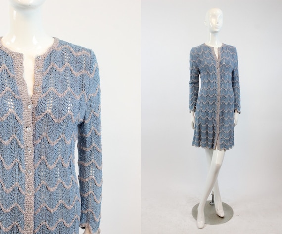 1930s crochet knit dress | button tunic | xs-small