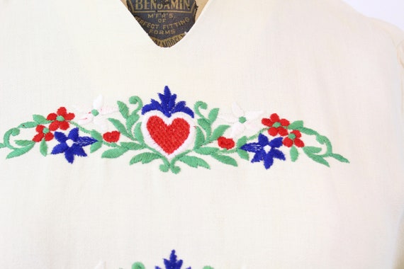 1930s JANE WHITNEY heart embroidered dress medium… - image 4