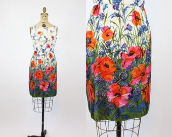 1960s floral dress xs | vintage poppy print dress | new in