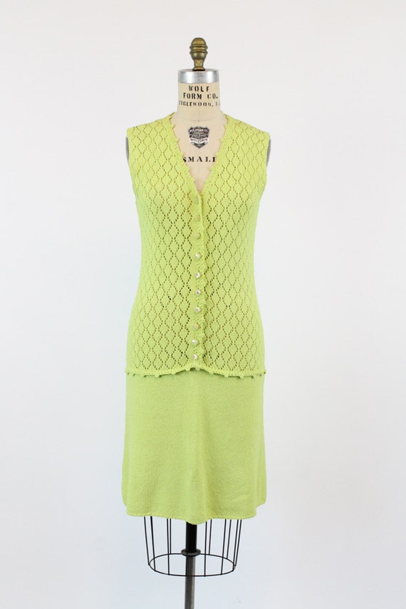 1970s St John Knits chartruese dress | vintage cr… - image 2