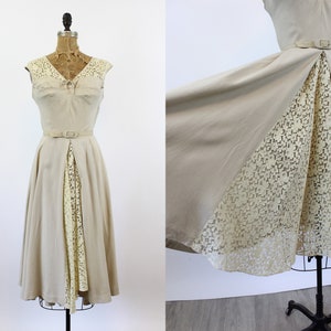1940s LINEN and LACE dress small | new spring summer
