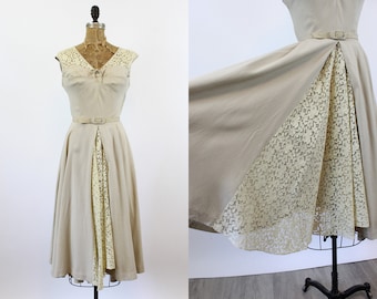 1940s LINEN and LACE dress small | new spring summer summer