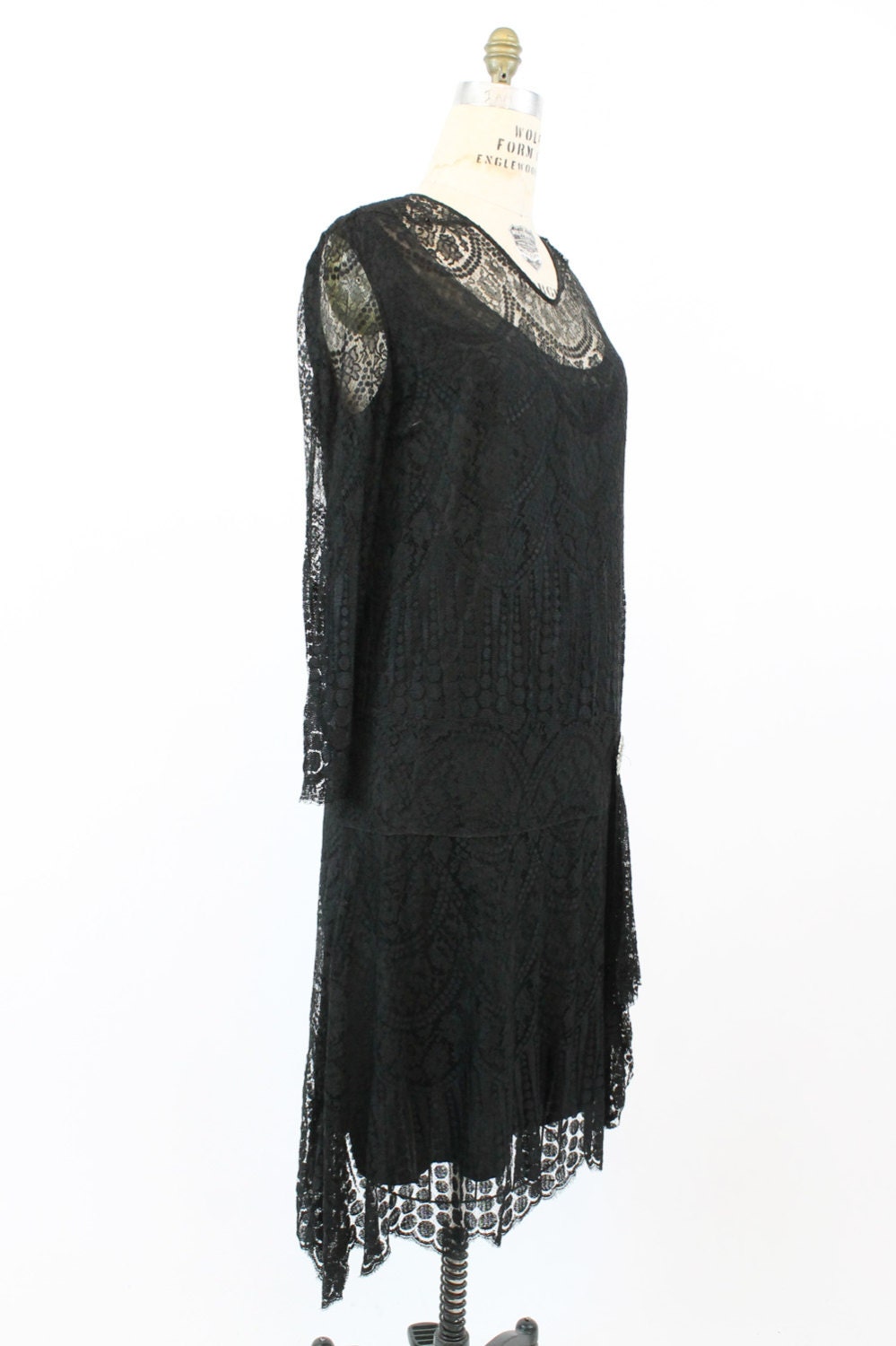 1920s Flapper Dress Lace Silk Dropwaist Vintage Medium | Etsy