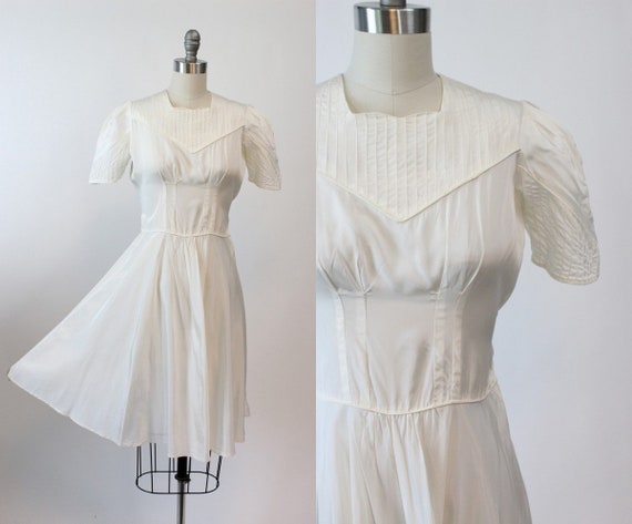 1930s pintucked puff sleeve dress xs | vintage dre