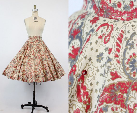 1950s circle skirt sequins | cotton batik | xs