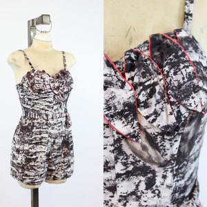 1950s Alix of Miami cotton petal bust romper playsuit xs | vintage cotton swimsuit | new in