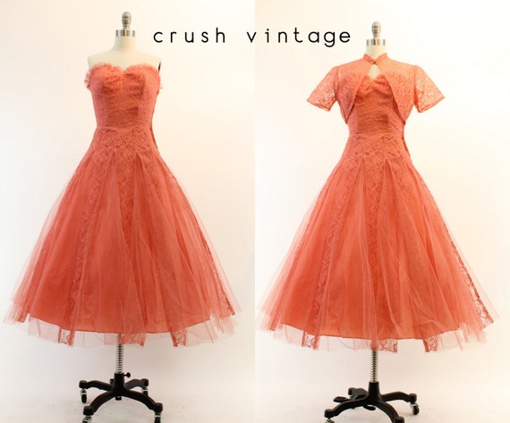 1950s cupcake lace dress xs | vintage tulle strap… - image 1